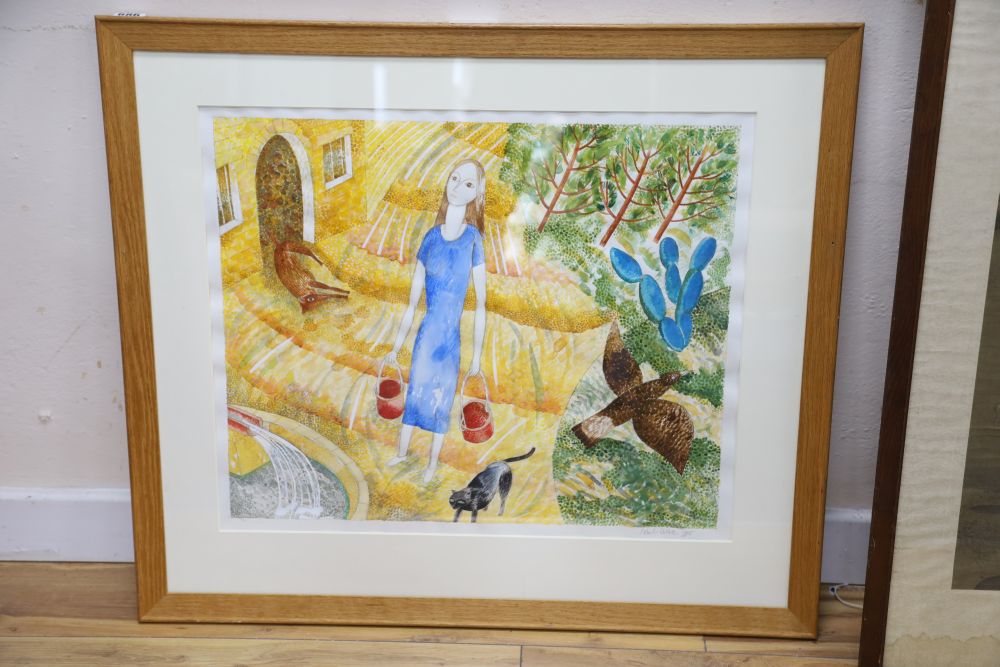 Noel White, watercolour, Mary at the Virgins spring, signed and dated 1995, 47 x 58cm